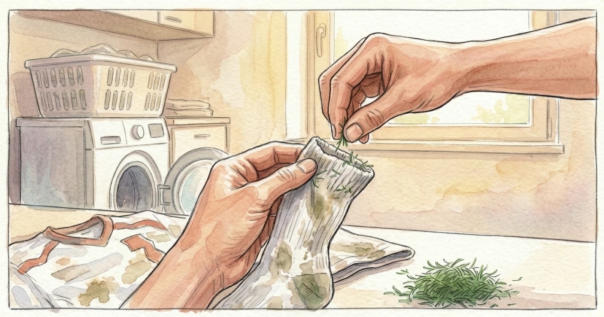 ソックスの人芝を取る絵