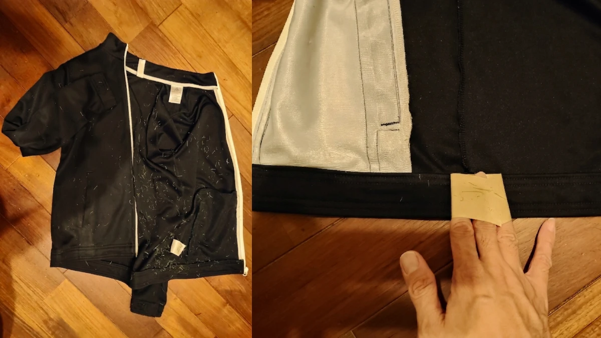 ジャージ上の人工芝取り